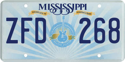 MS license plate ZFD268