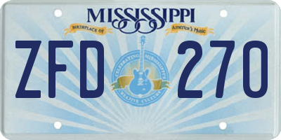 MS license plate ZFD270