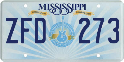 MS license plate ZFD273