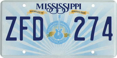 MS license plate ZFD274