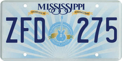 MS license plate ZFD275