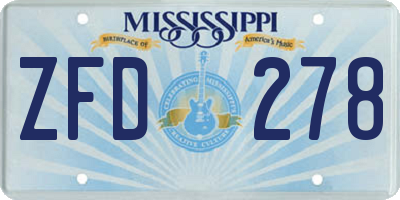 MS license plate ZFD278