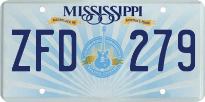 MS license plate ZFD279