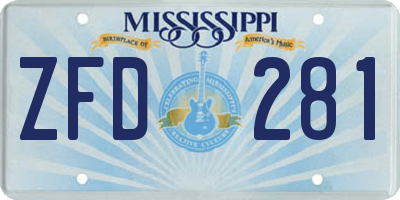 MS license plate ZFD281