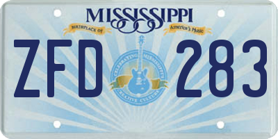 MS license plate ZFD283