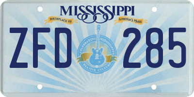 MS license plate ZFD285