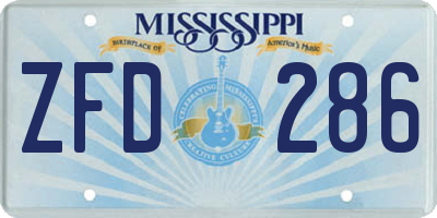 MS license plate ZFD286