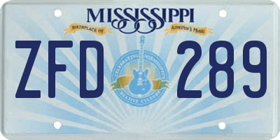 MS license plate ZFD289