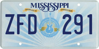 MS license plate ZFD291