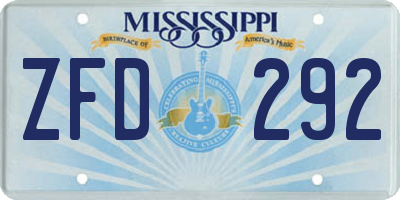 MS license plate ZFD292