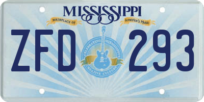 MS license plate ZFD293