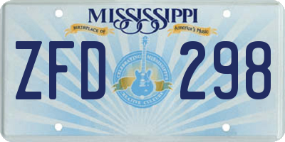MS license plate ZFD298