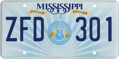 MS license plate ZFD301