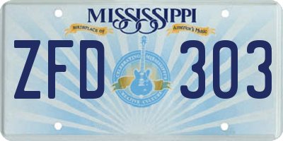 MS license plate ZFD303