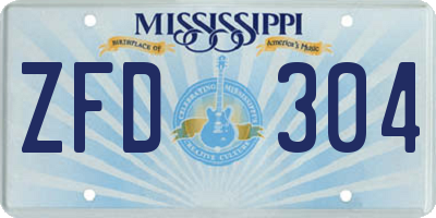 MS license plate ZFD304