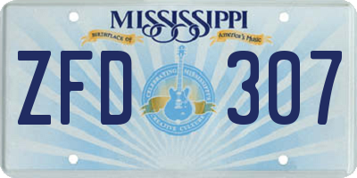 MS license plate ZFD307