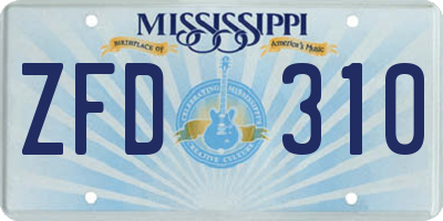 MS license plate ZFD310