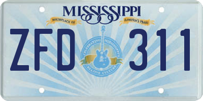 MS license plate ZFD311