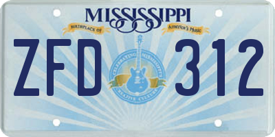 MS license plate ZFD312