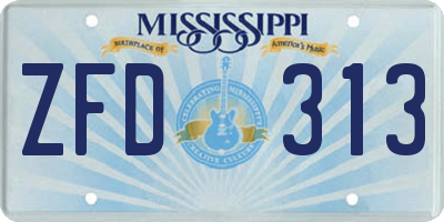 MS license plate ZFD313