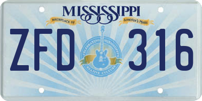 MS license plate ZFD316