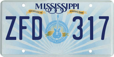 MS license plate ZFD317