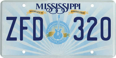 MS license plate ZFD320
