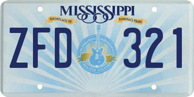 MS license plate ZFD321