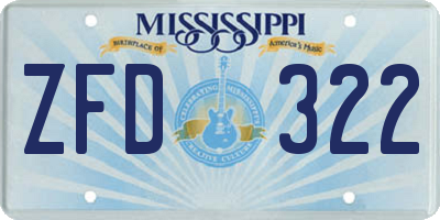 MS license plate ZFD322