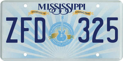 MS license plate ZFD325