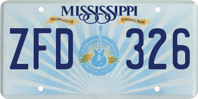 MS license plate ZFD326