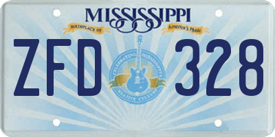 MS license plate ZFD328