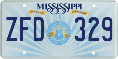 MS license plate ZFD329