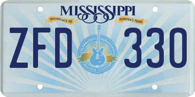 MS license plate ZFD330