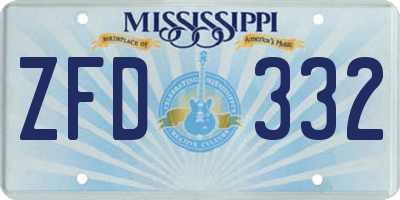 MS license plate ZFD332