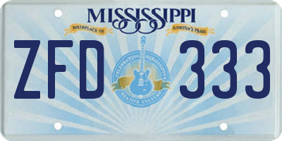MS license plate ZFD333
