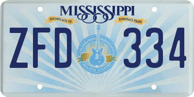 MS license plate ZFD334