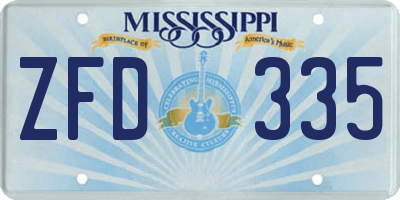 MS license plate ZFD335