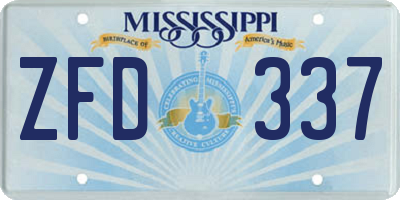 MS license plate ZFD337