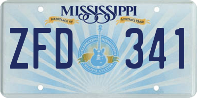 MS license plate ZFD341