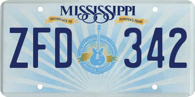 MS license plate ZFD342