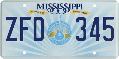 MS license plate ZFD345