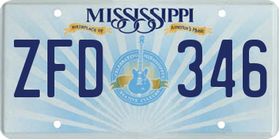 MS license plate ZFD346