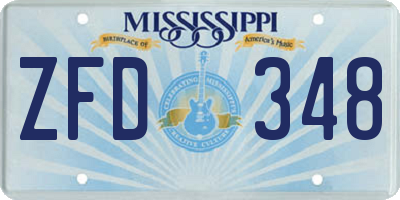 MS license plate ZFD348