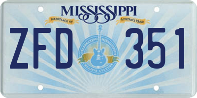 MS license plate ZFD351