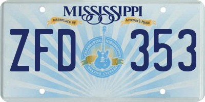 MS license plate ZFD353