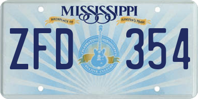MS license plate ZFD354