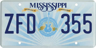 MS license plate ZFD355