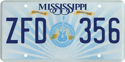 MS license plate ZFD356