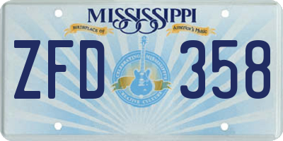 MS license plate ZFD358
